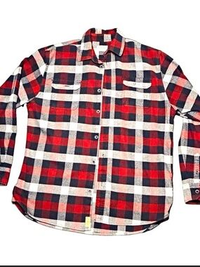 Jachs Men's Red, Black & White Plaid Long Sleeve Button-Down Shirt